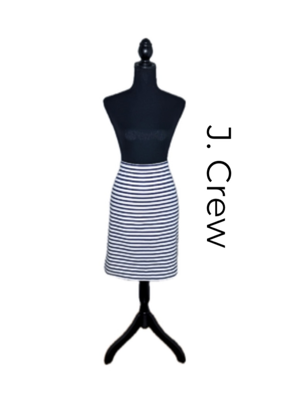 J. Crew The Pencil Skirt Size 12 Navy/White Striped Linen Blend Lined Nautical